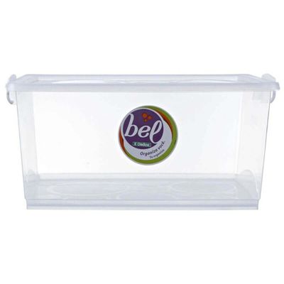 Kit 4 Caixas Organizadora 4L com Travas e Alças Laterais Bel Ordene Escola Casa Closet
