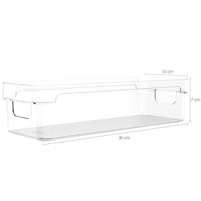 Organizador De Armário Gaveta Geladeira 30x10x7cm Caixa Organizadora Retangular Clear OU