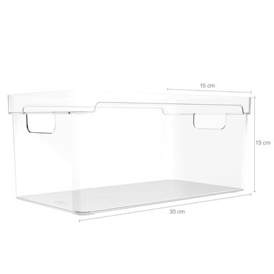 Kit 2 Organizadores De Armário 30x15x13cm Caixas Organizadoras Empilháveis Com Alças Clear OU