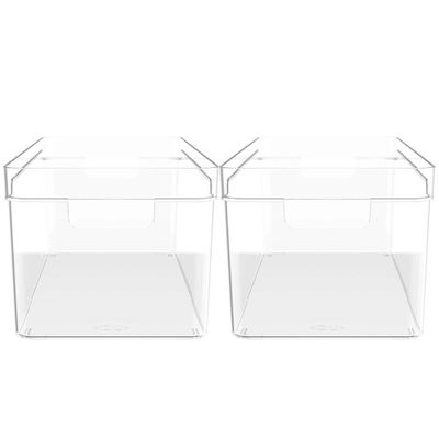 Kit 2 Organizadores De Armário 30x15x13cm Caixas Organizadoras Empilháveis Com Alças Clear OU