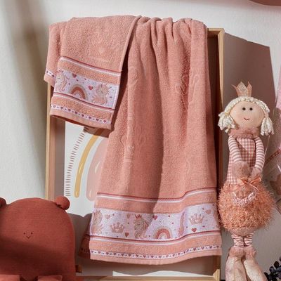 Jogo De Toalha De Banho Infantil 2 Peças Soft Kids Com Lavabo Appel Rosê Misty - Unicórnio