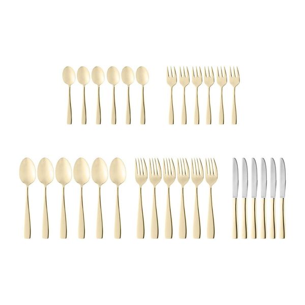 Faqueiro Wolff Pisa em Aço Inox Dourado  30 Peças Inox com Dourado