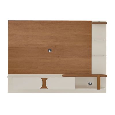 Painel Suspenso Artely Toronto com 2 Portas, 2 Prateleiras de Vidro Cinamomo/Off White