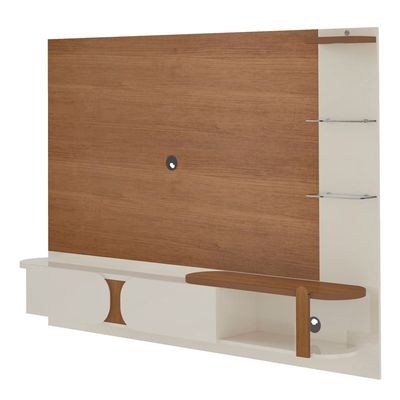 Painel Suspenso Artely Toronto com 2 Portas, 2 Prateleiras de Vidro Cinamomo/Off White