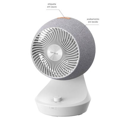 Circulador de Ar Spirit Orbit 20cm com 3 Velocidades e Múltiplas Inclinações Branco com Cinza