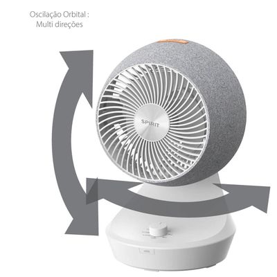 Circulador de Ar Spirit Orbit 20cm com 3 Velocidades e Múltiplas Inclinações Branco com Cinza