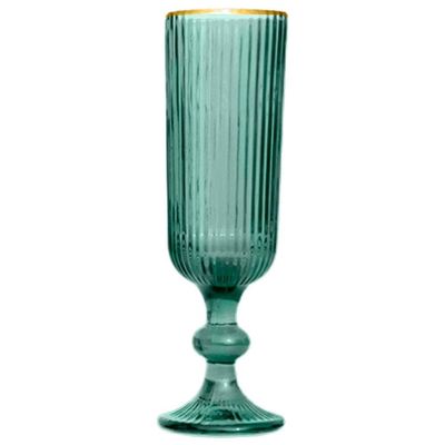 Conjunto de Taças L`Hermitage Cameratta em Vidro Verde com Borda Dourada 160ml - 6 Peças Verde