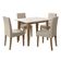 Mesa de Jantar Retangular Poliman Kate com 4 Cadeiras Estofadas Revestidas em Suede Cinamomo/Off White