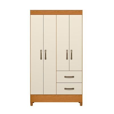 Guarda-Roupa Solteiro Palumóveis Mobi com Cabideiro, 4 Portas de Bater e 2 Gavetas Bege