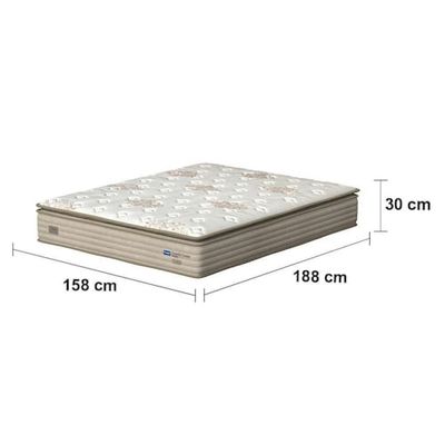 Colchão Queen Size Probel Guarda Costas Vitality com Pillow Super e Molas Ensacadas Branco/Bege