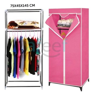 Guarda Roupa Com Ziper Cabideiro Portatil Multiuso Praia Rosa