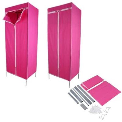 Guarda Roupa Com Ziper Cabideiro Portatil Multiuso Praia Rosa