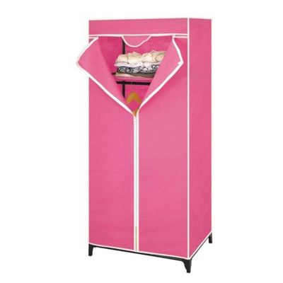 Guarda Roupa Com Ziper Cabideiro Portatil Multiuso Praia Rosa