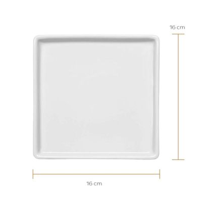 24 Pratos Quadrados Rasos em Porcelana 16x16cm Brancos Restaurante Eventos Germer