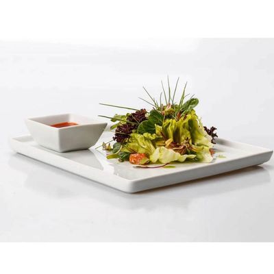 24 Pratos Quadrados Rasos em Porcelana 16x16cm Brancos Restaurante Eventos Germer