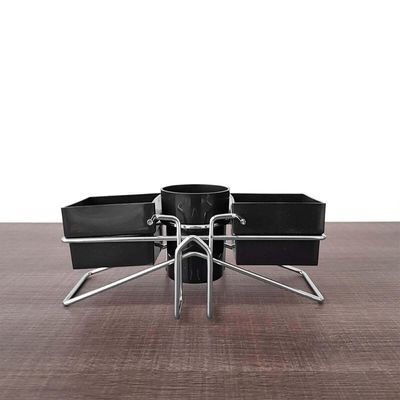 Suporte Porta Sachês Açúcar Mexedor Adoçante Chás Organizador para Mesa do Café Preto