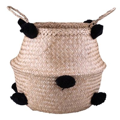 Cesto Decorativo Redondo com Alça Cazza Coconut 44x32cm