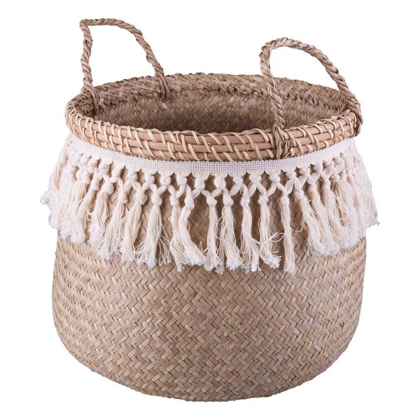 Cesto Decorativo Redondo com Alça Cazza Maré 38x29cm