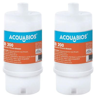 Kit 2 Refil Blindado Acqua AB 200BR/TR POU Rosca 1/2' Filtros tamanho 7' Acquabios Tripla Proteção