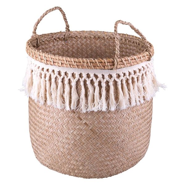 Cesto Decorativo Redondo com Alça Cazza Maré 47x34cm