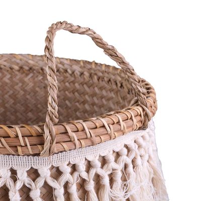 Cesto Decorativo Redondo com Alça Cazza Maré 47x34cm