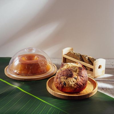 Bandeja de Bambu Round 20cm Lyor Prato Redondo Servir Mesa P