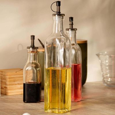 Kit 6 Garrafas Porta Azeite 510ml Vidro Bico Dosador Frasco Transparente para Vinagre Lyor
