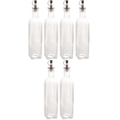 Kit 6 Garrafas Porta Azeite 510ml Vidro Bico Dosador Frasco Transparente para Vinagre Lyor