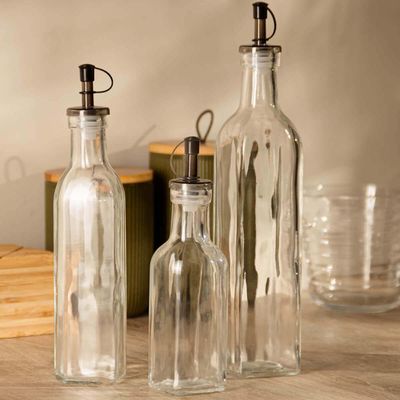 Kit 6 Garrafas Porta Azeite 510ml Vidro Bico Dosador Frasco Transparente para Vinagre Lyor