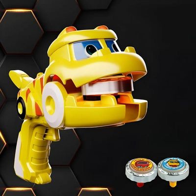 Brinquedo Beyblade + 2 Lançadores Dinossauro Amarelo