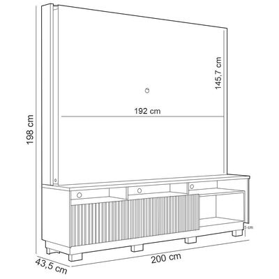 Estante Painel Para Tv 75 Pol Led 200cm Yarden C04 Freijó - Lyam Decor