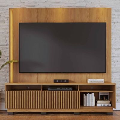 Estante Painel Para Tv 75 Pol Led 200cm Yarden C04 Freijó - Lyam Decor