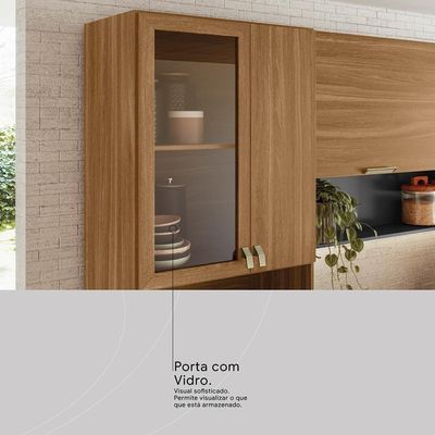 Cozinha Compacta Alba 6 Portas Amêndola Touch Grafito Prime Tx Demóbile