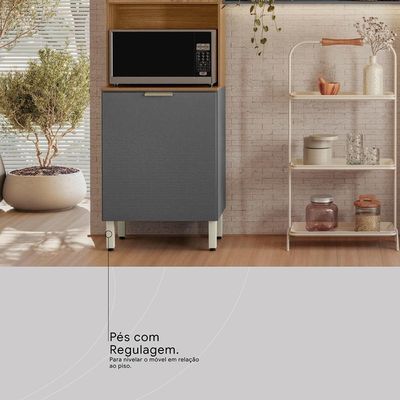 Cozinha Compacta Alba 6 Portas Amêndola Touch Grafito Prime Tx Demóbile