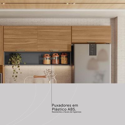 Cozinha Compacta Alba 6 Portas Amêndola Touch Grafito Prime Tx Demóbile