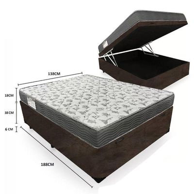 Cama Box Baú Casal Suede + Colchão De Espuma D33 - Sereneprime - 138cm Marrom
