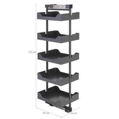 Coluna Deslizante Com 5 Cestos Embutir 48x24x175cm Masutti Preto Aramado Cozinha