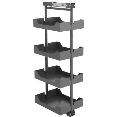 Coluna Deslizante Masutti Alta 152cm 4 Bandejas Ajustáveis Gaveteiro Organizador Cozinha Cinza