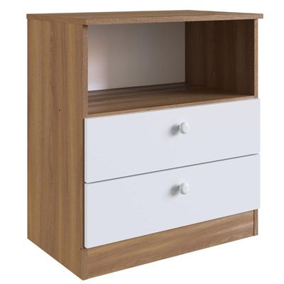 Cômoda Infantil com 2 Gavetas e Nicho Nogal com Branco