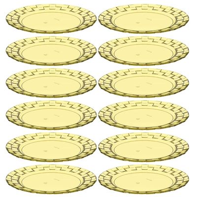 Conjunto 12 Pratos Médios Amarelo Crippa Bandeja para Servir Mesa Posta Porções Aperitivos