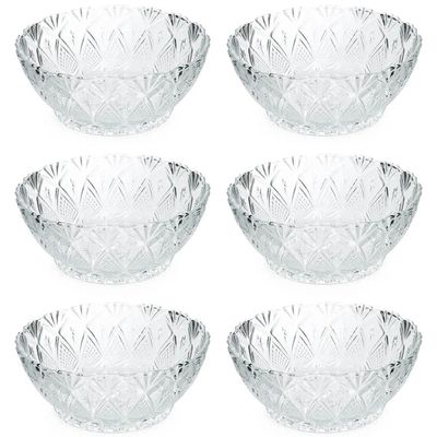 Kit 6 Bowls de Vidro Tigelas 350ml Potes para Sobremesa King Lyor Transparente