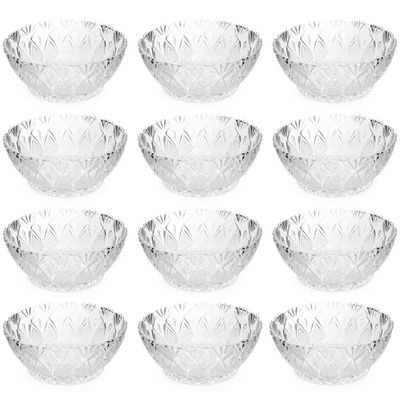 Jogo 12 Potes para Sobremesa Bowls Tigelas de Vidro 350ml King Lyor Transparente