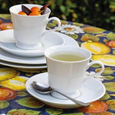 Xícara de Café com Pires Porcelana Branca 80ml Chá Capri Servir Mesa Posta Germer