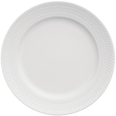 12 Pratos Rasos 26,5cm Porcelana Germer Chevron Branco Redondo Mesa Posta