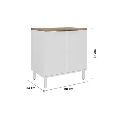 Balcão Duplo Itatiaia Renova com 2 Portas, 1 Prateleira e 80cm de largura  Branco Neve Branco Neve