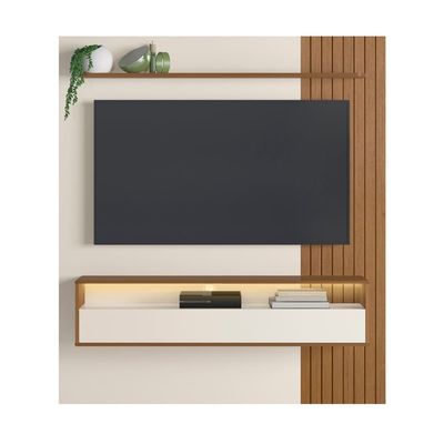 Painel Suspenso Artely Matisse com Nicho e Prateleira, 160cm de Largura Cinamomo/Off White
