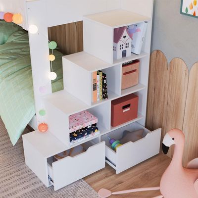 Treliche Infantil com Escada, Nicho e Gaveta Branco