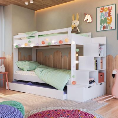 Treliche Infantil com Escada, Nicho e Gaveta Branco