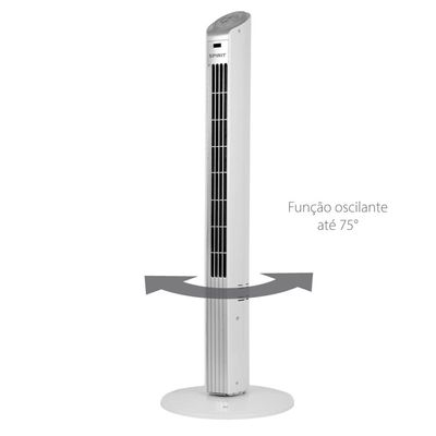 Ventilador de Torre 90cm Spirit Slim 40W de Potência com 3 Velocidades, Função Bom Sono e Vento Natural Branco com Prata / 220V