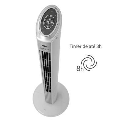 Ventilador de Torre 90cm Spirit Slim 40W de Potência com 3 Velocidades, Função Bom Sono e Vento Natural Branco com Prata / 220V
